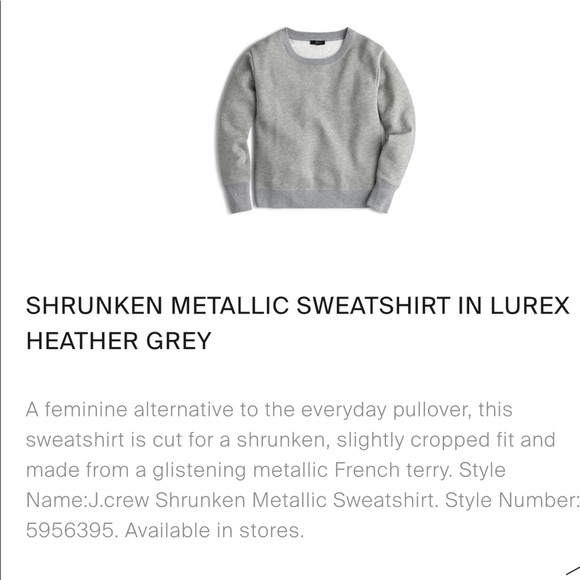 Jcrew lurex shrunken sweatshirt, NWT - Picture 2 of 7